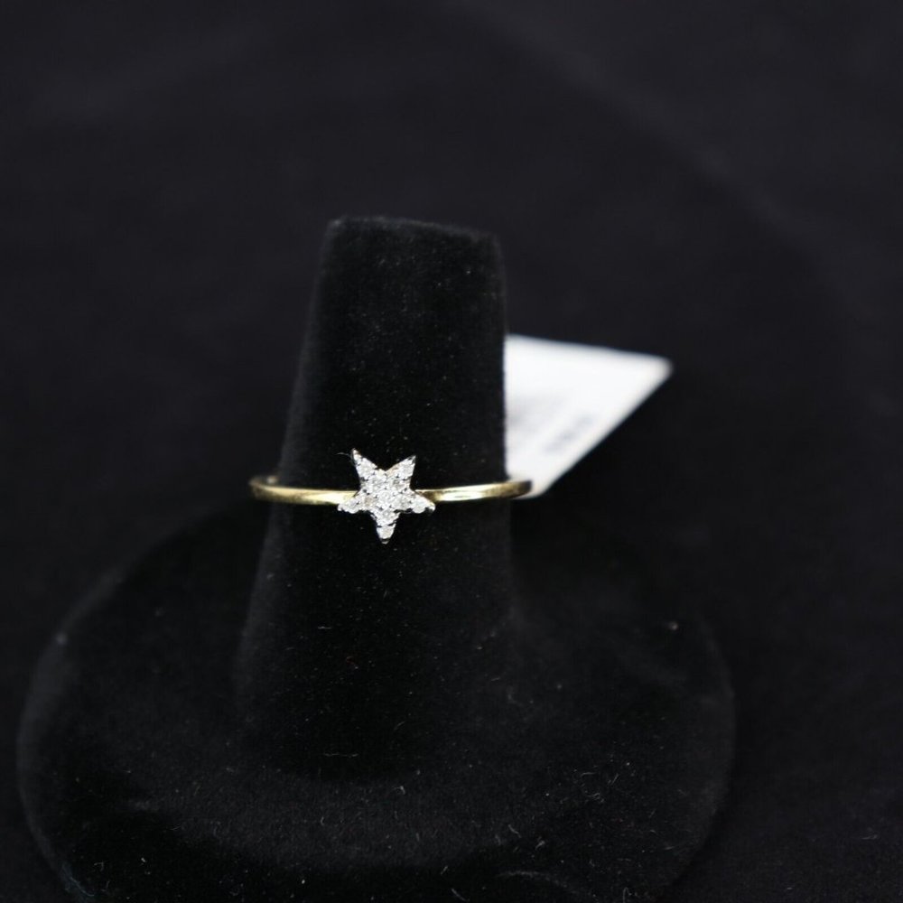 14K Yellow Gold Plated Sterling Silver, Diamond‎ Star, Ring - H/I Size 7